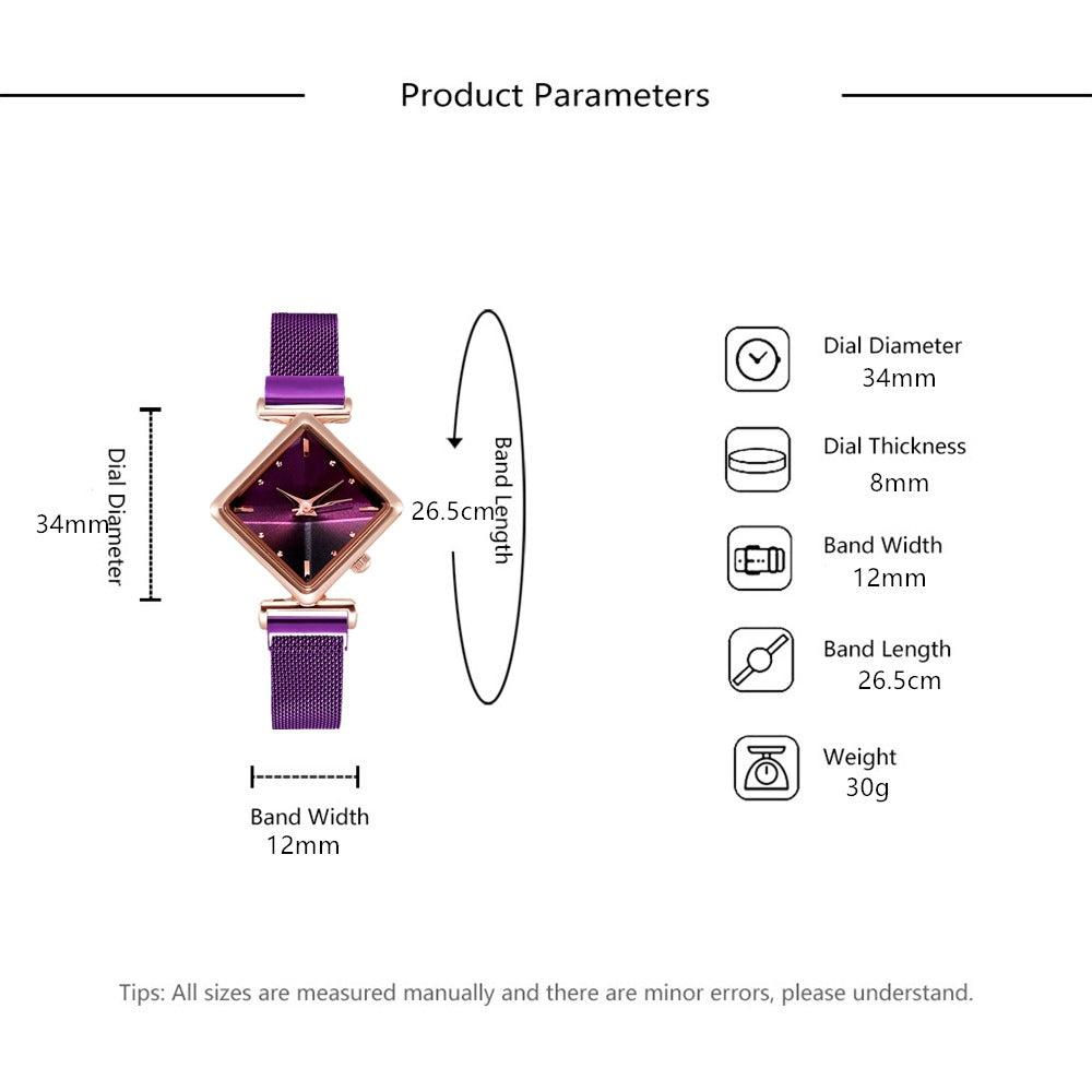 Coloured style diamond shape watch