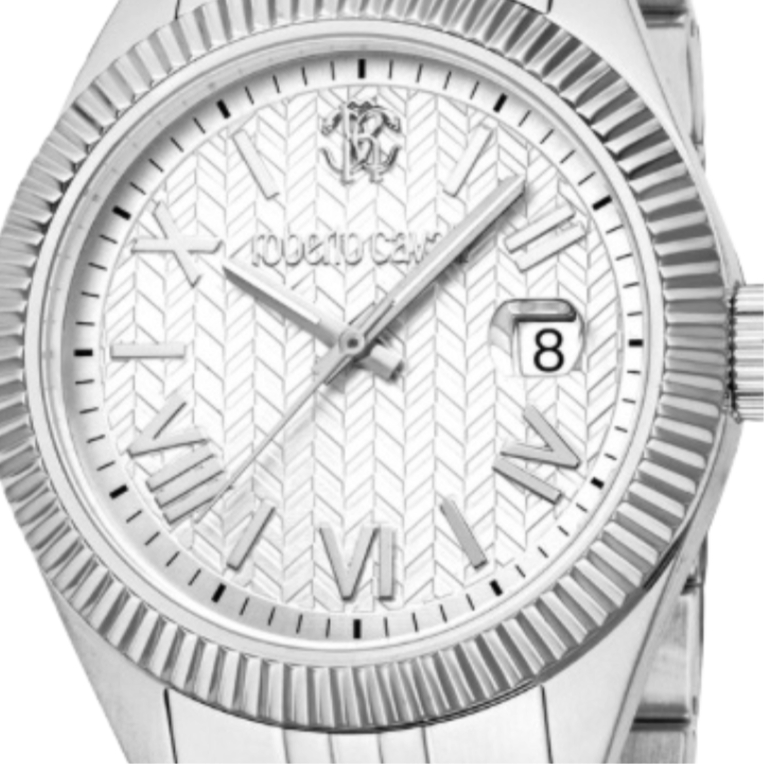 Roberto Cavalli roman numerals Silver Grey watch