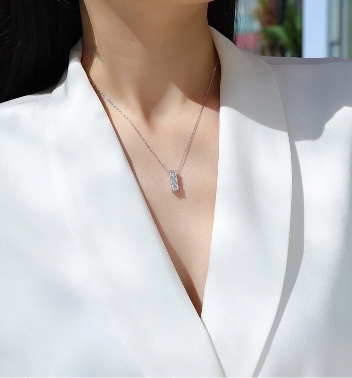 Moissanite sterling silver pendant necklace