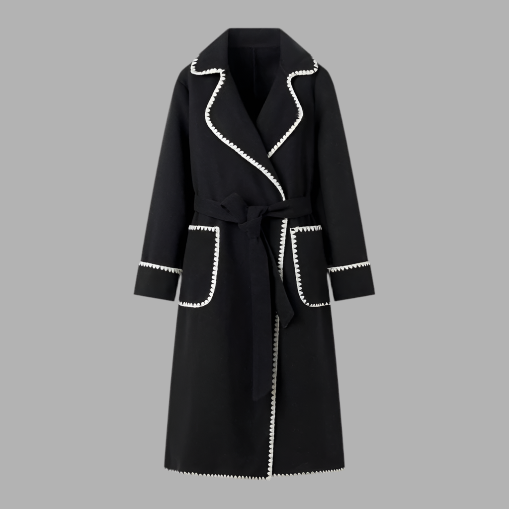 Warm long-sleeved lapel woolen lace-up jacket