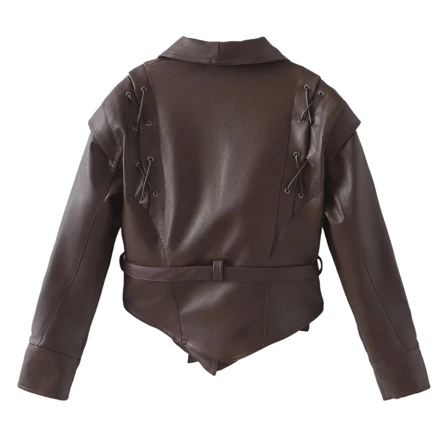Tie Leather Casual Jacket