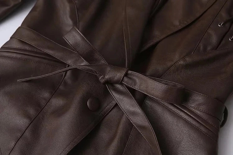 Tie Leather Casual Jacket