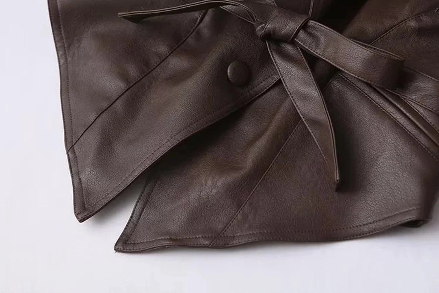 Tie Leather Casual Jacket