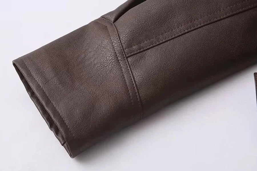 Tie Leather Casual Jacket