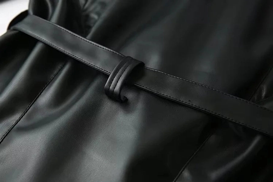 Tie Leather Casual Jacket
