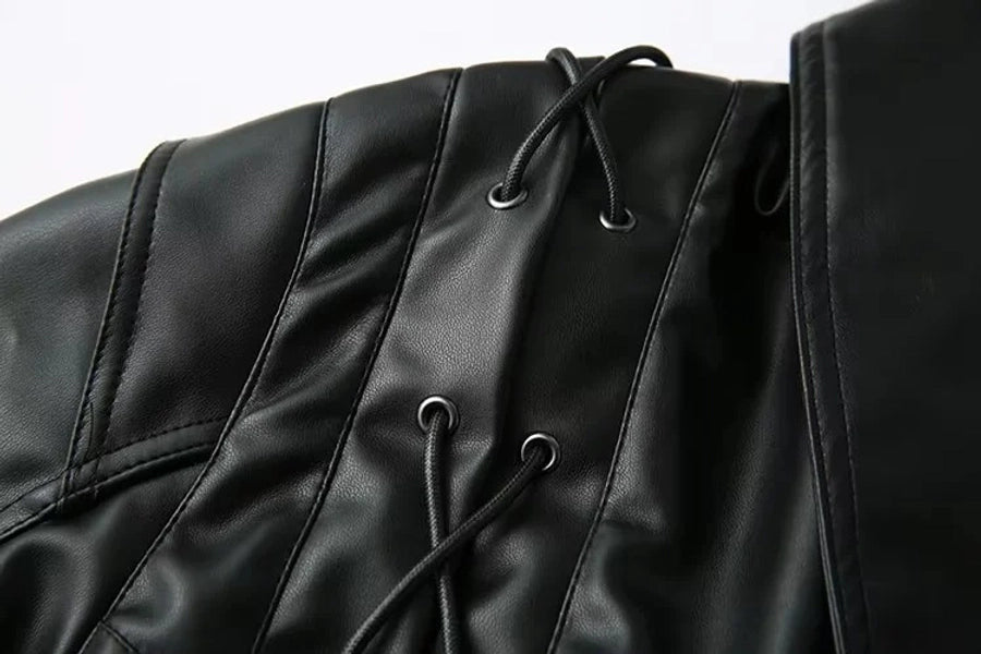 Tie Leather Casual Jacket