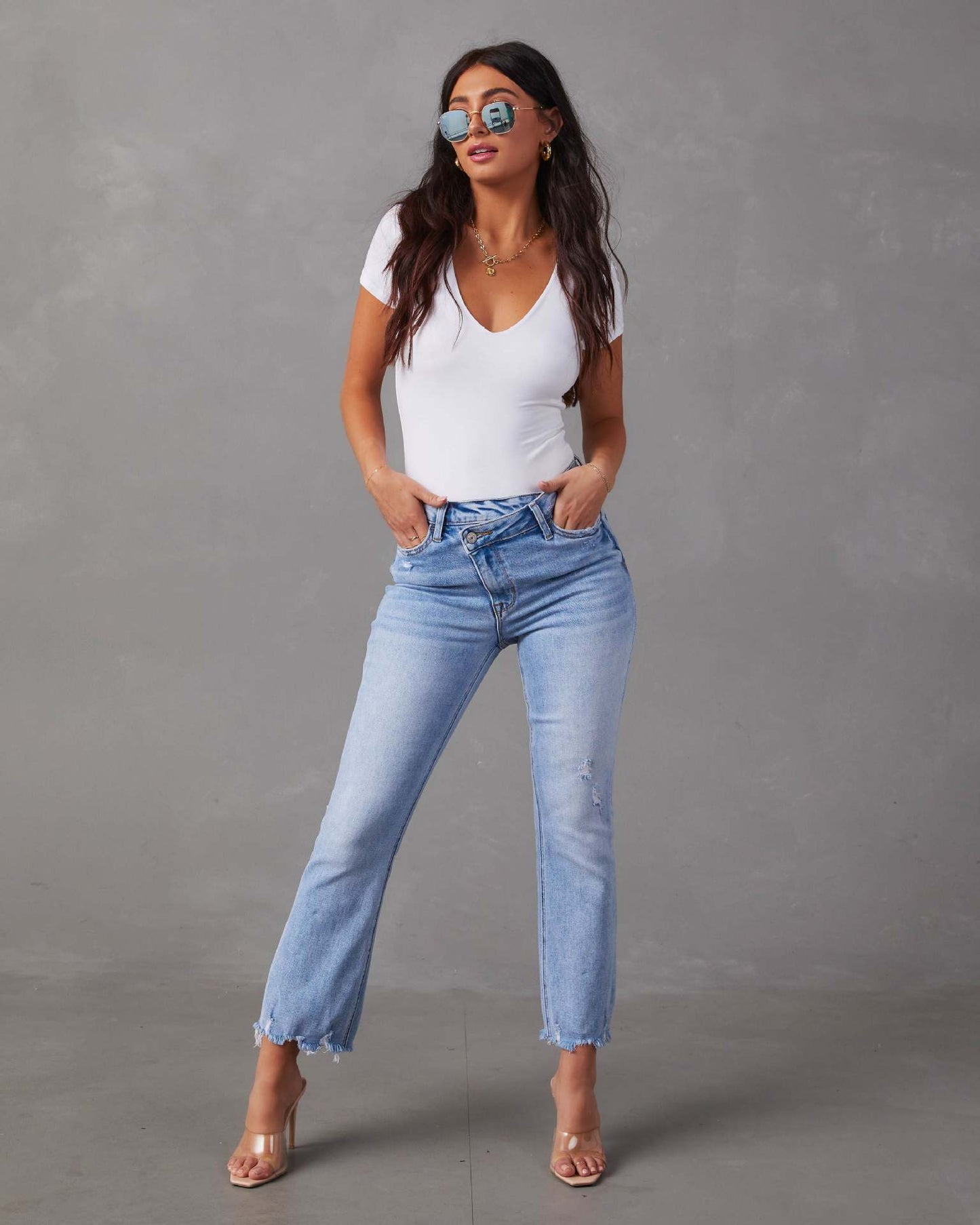 Ankle-Length Ripped Jeans
