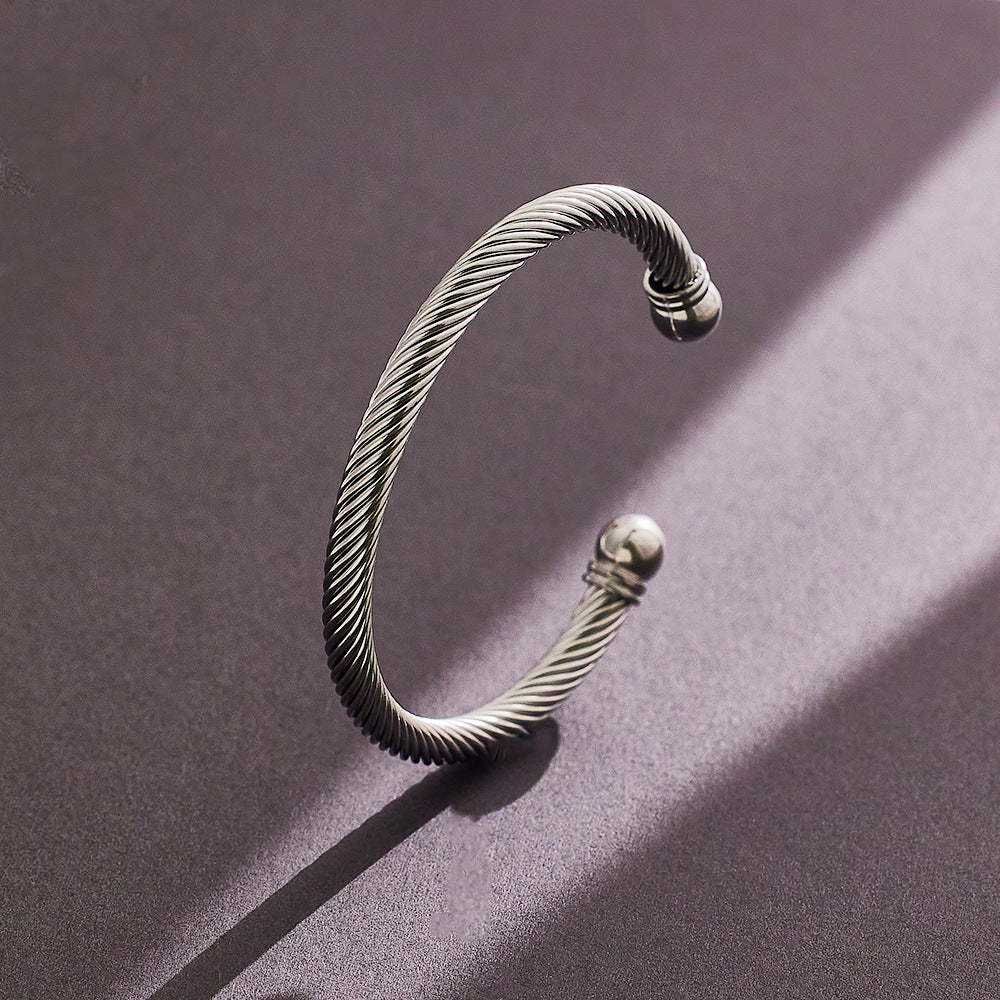 spiral stripe plating twisted cable bracelet