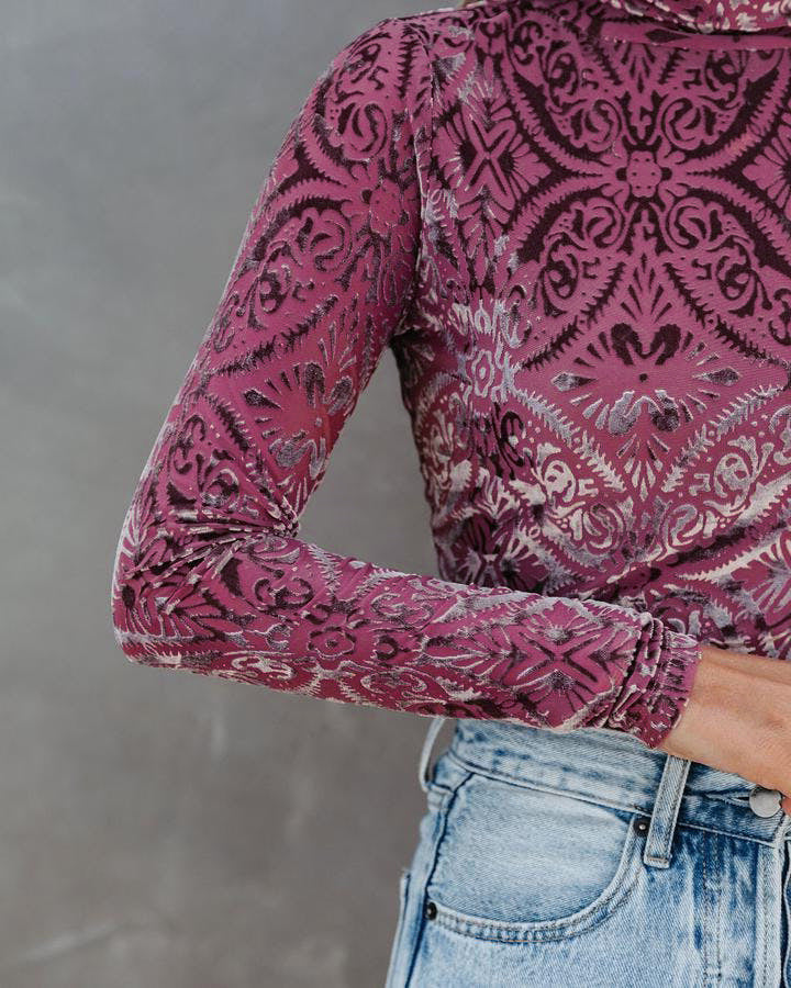 Long Sleeve High Neck Printed Cardigan