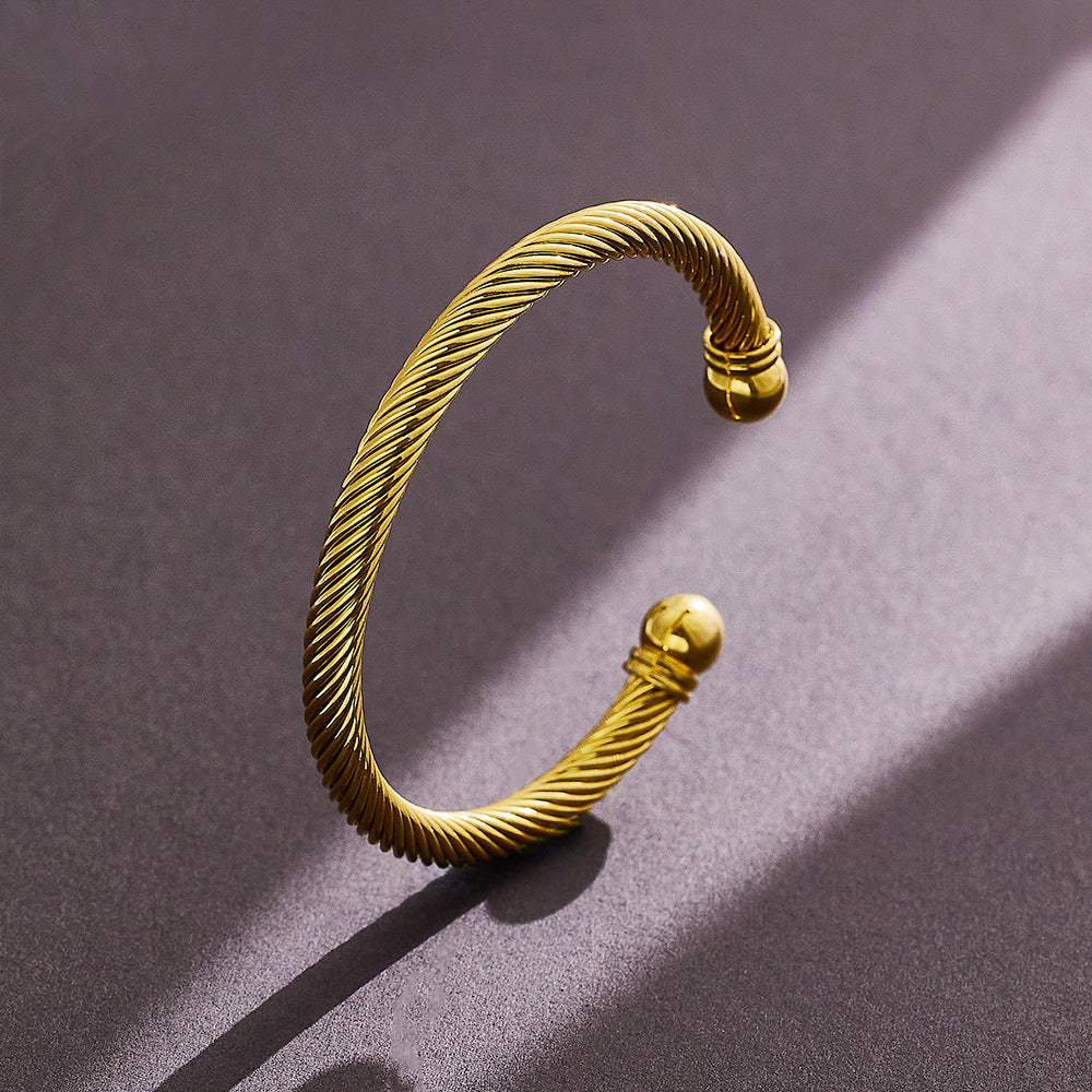 spiral stripe plating twisted cable bracelet