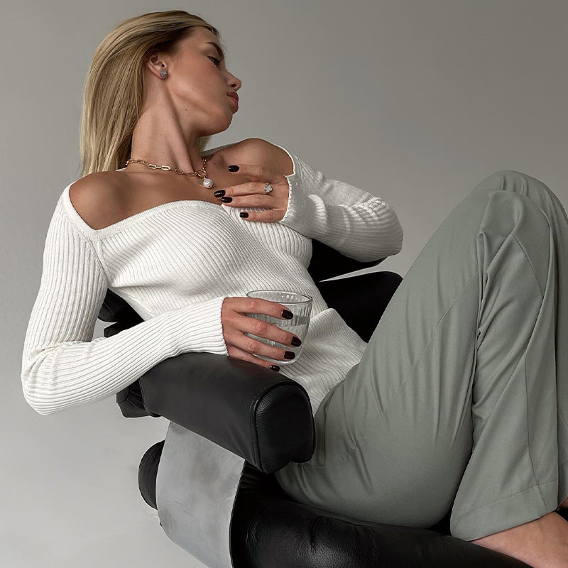 Long Sleeve Square-Neck Autumn Sweater