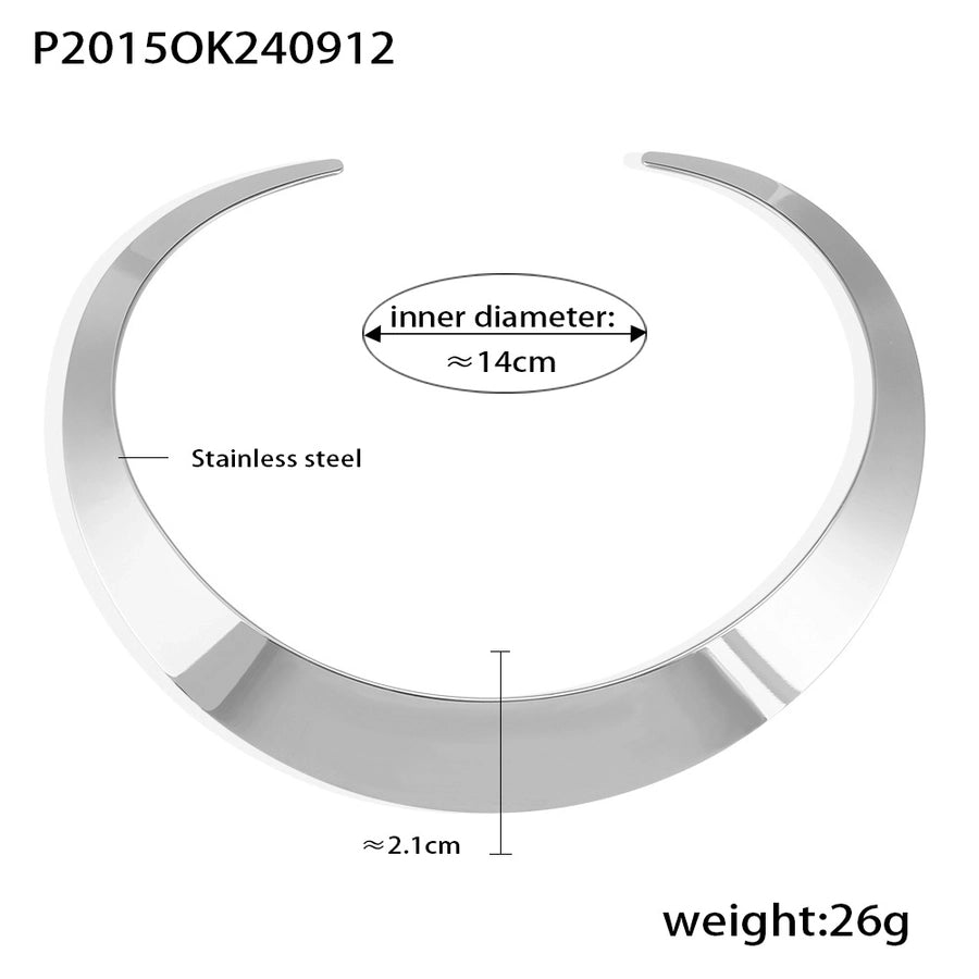 Best Seller in Europe and America Geometric Exaggerated Collar Fashion New Stainless Steel Trendy Unique Design Opening Necklace Women