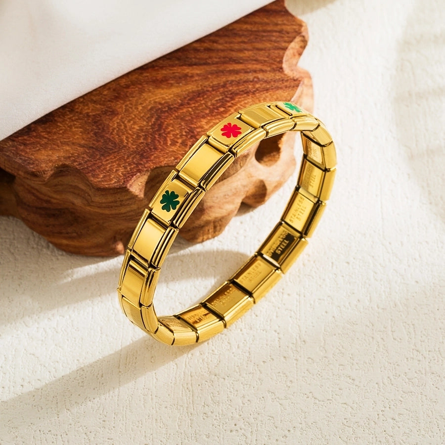 retro coloured star moon 18k gold plated bangle