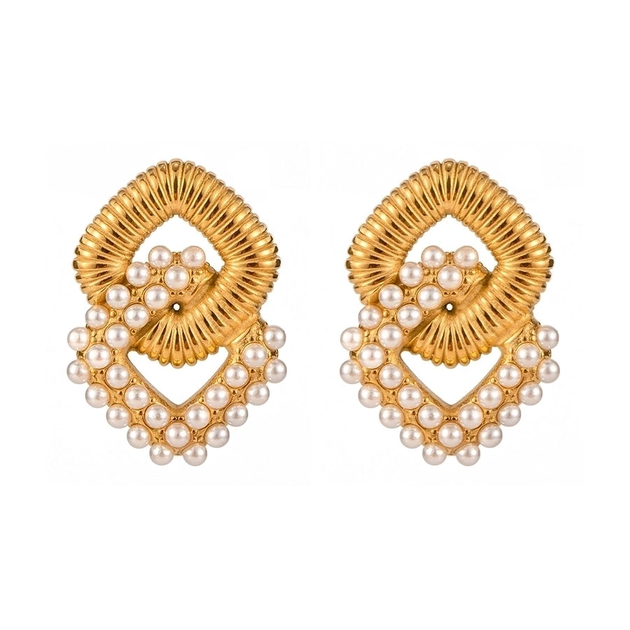 1 Pair Rhombus Plating Inlay SS Pearl Earrings