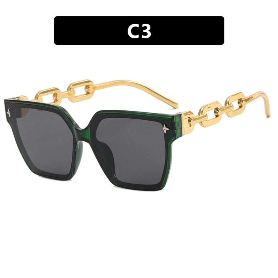 elegant color block leopard pc square full frame women's sunglasses