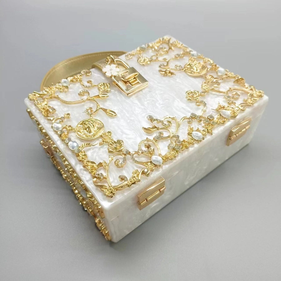 Acrylic White Gold Diamond Bag