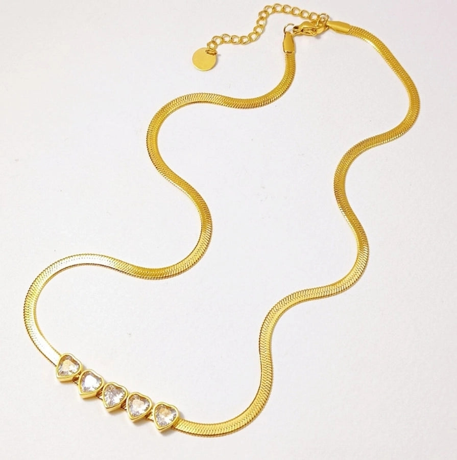 Coloured love hearts zircon Inlay Necklace