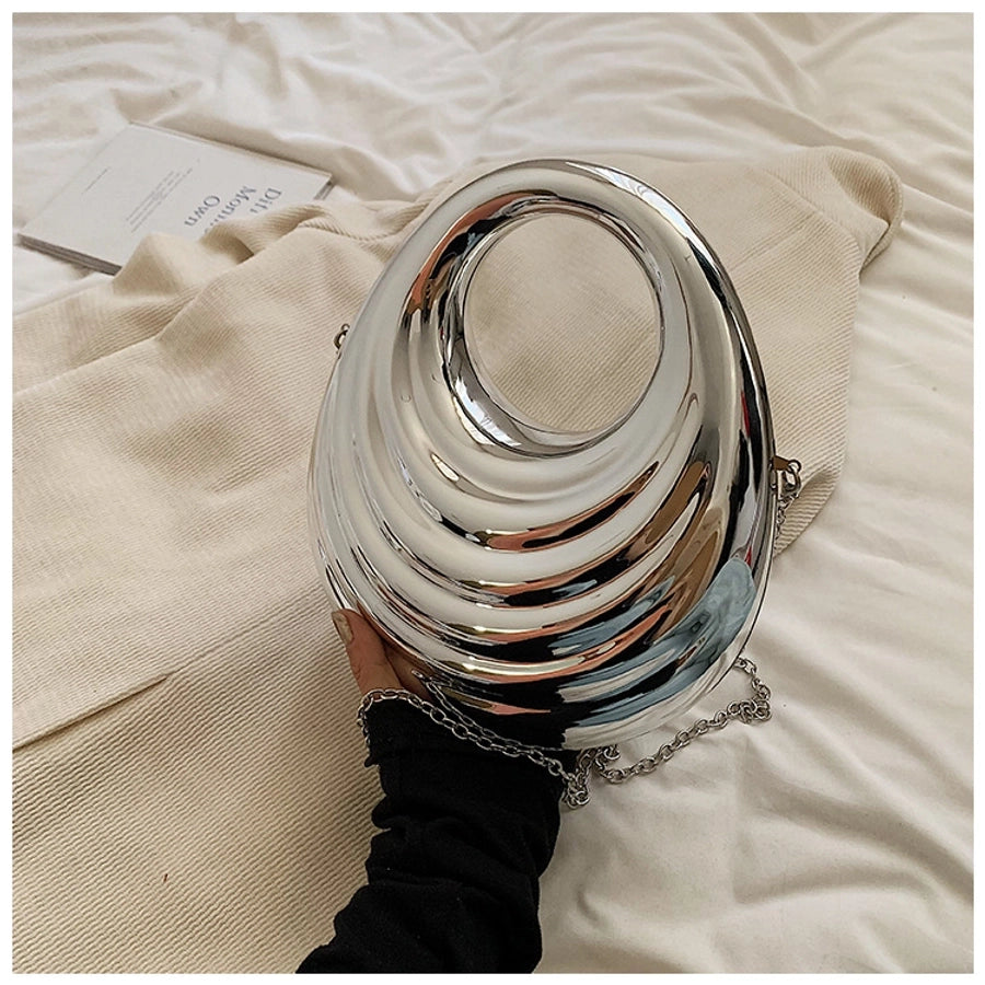 Gold acrylic oval lock clasp shoulder crossbody bag