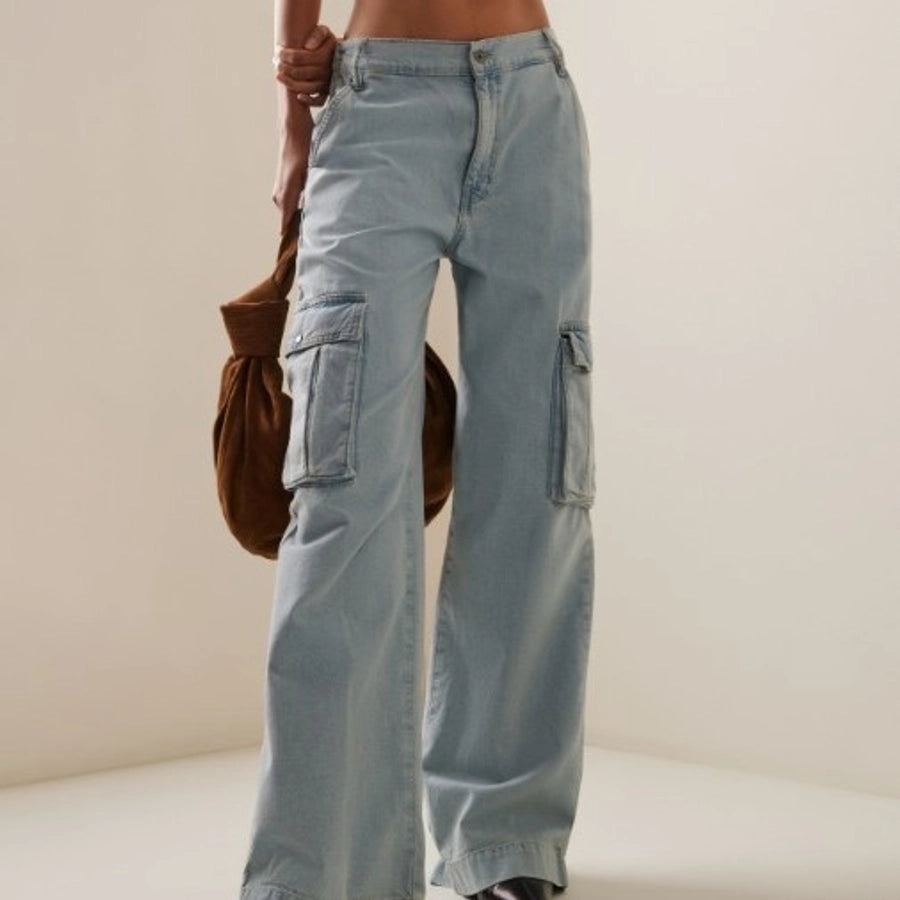 Full length loose pocket jeans