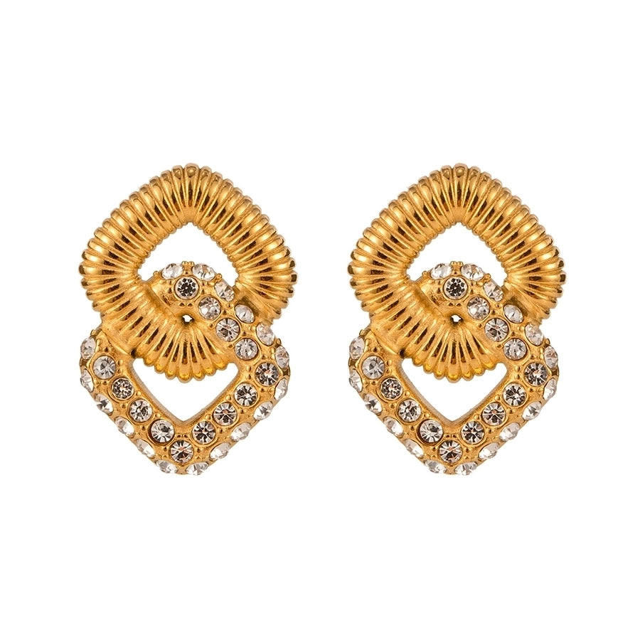 1 Pair Rhombus Plating Inlay SS Pearl Earrings