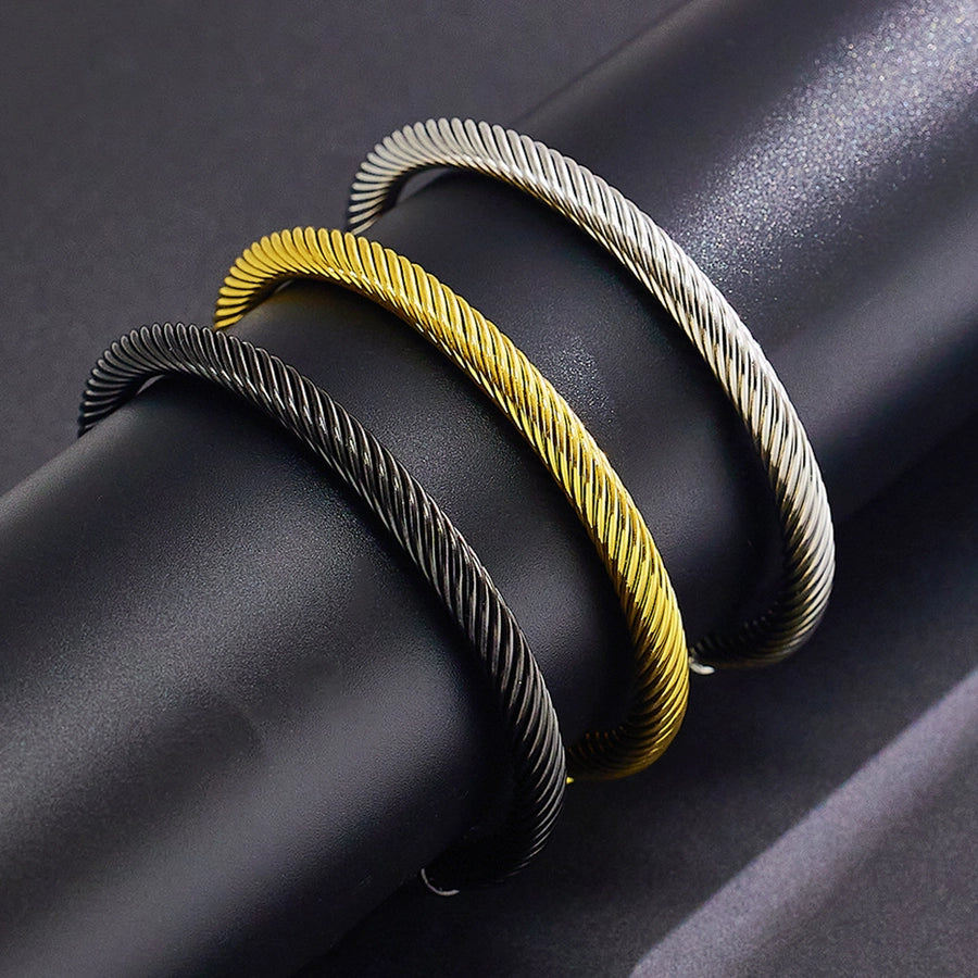 spiral stripe plating twisted cable bracelet
