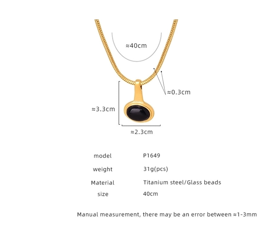 Elegant Oval Glass 18K Gold Plated Pendant Necklace