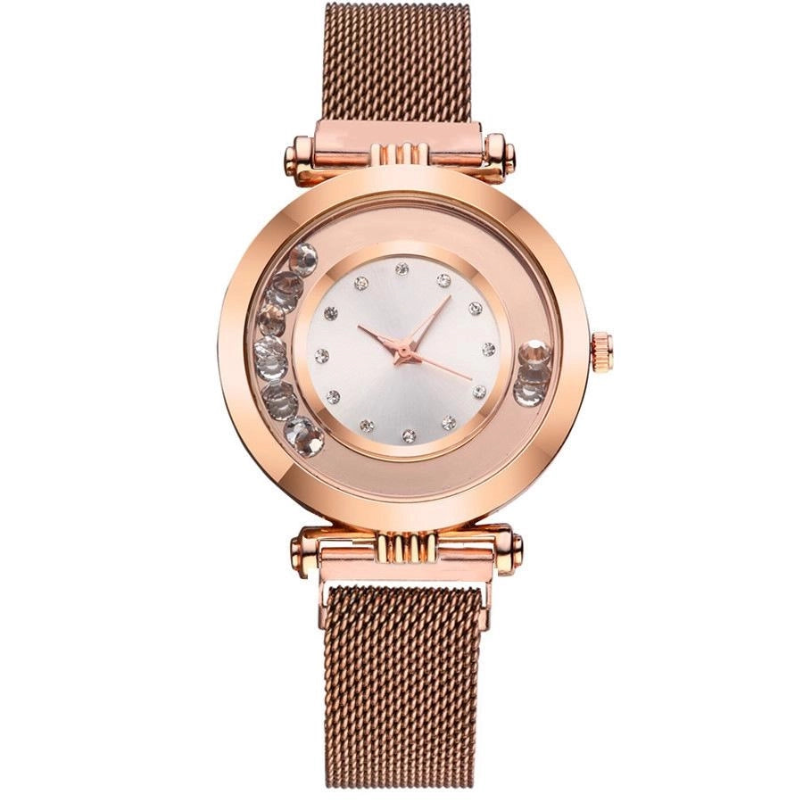 Coloured style rounded diamond face watch