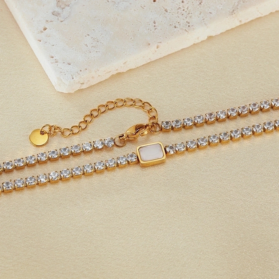 SS Gold zirconia tennis Necklace