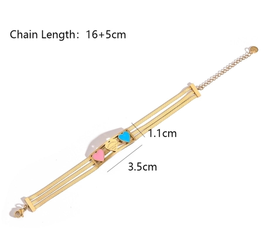 18K gold plated coloured heart bracelet