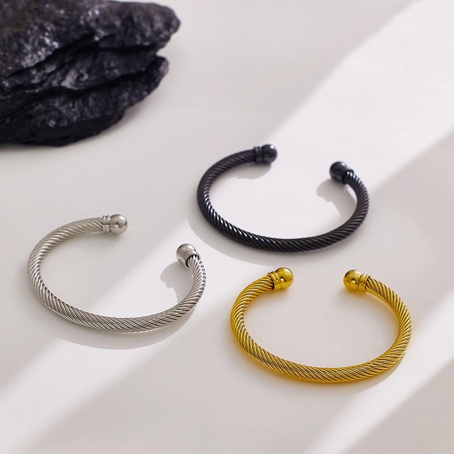 spiral stripe plating twisted cable bracelet