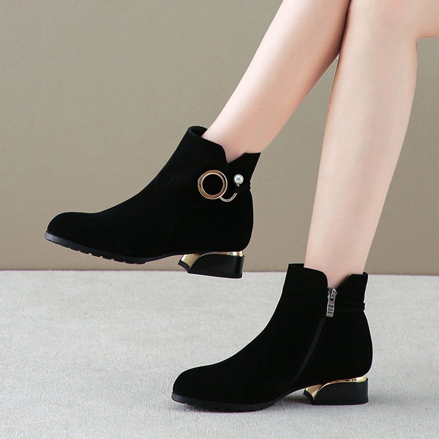 Wide Feet Ankle Ringed Suede Boots
