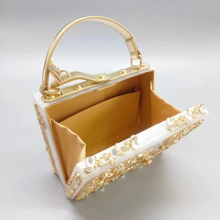 Acrylic White Gold Diamond Bag