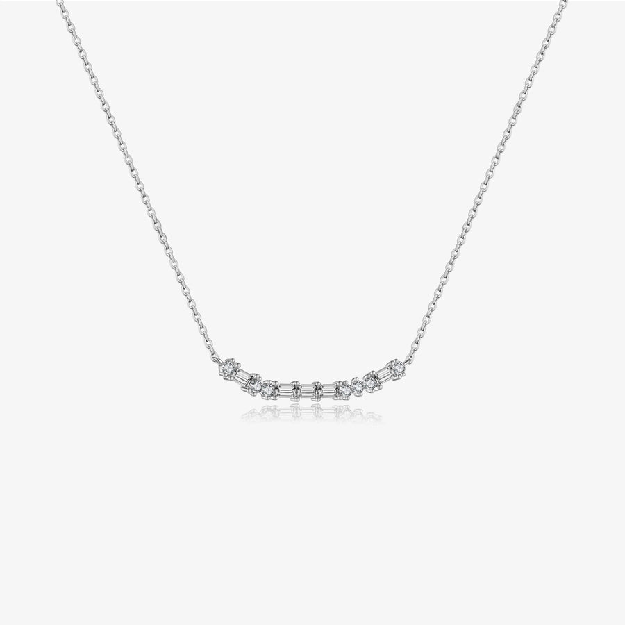 S925 Sterling Silver Rectangular Zircon Pendant Necklace