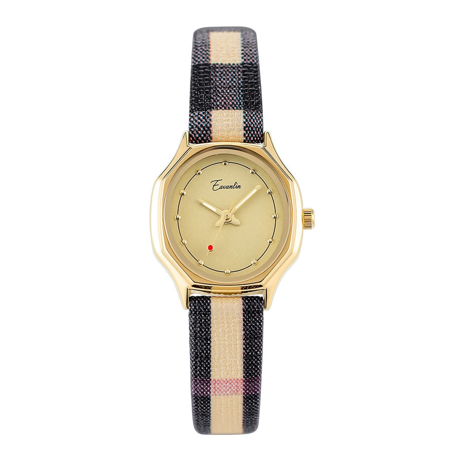 plaid buckle quartz watch