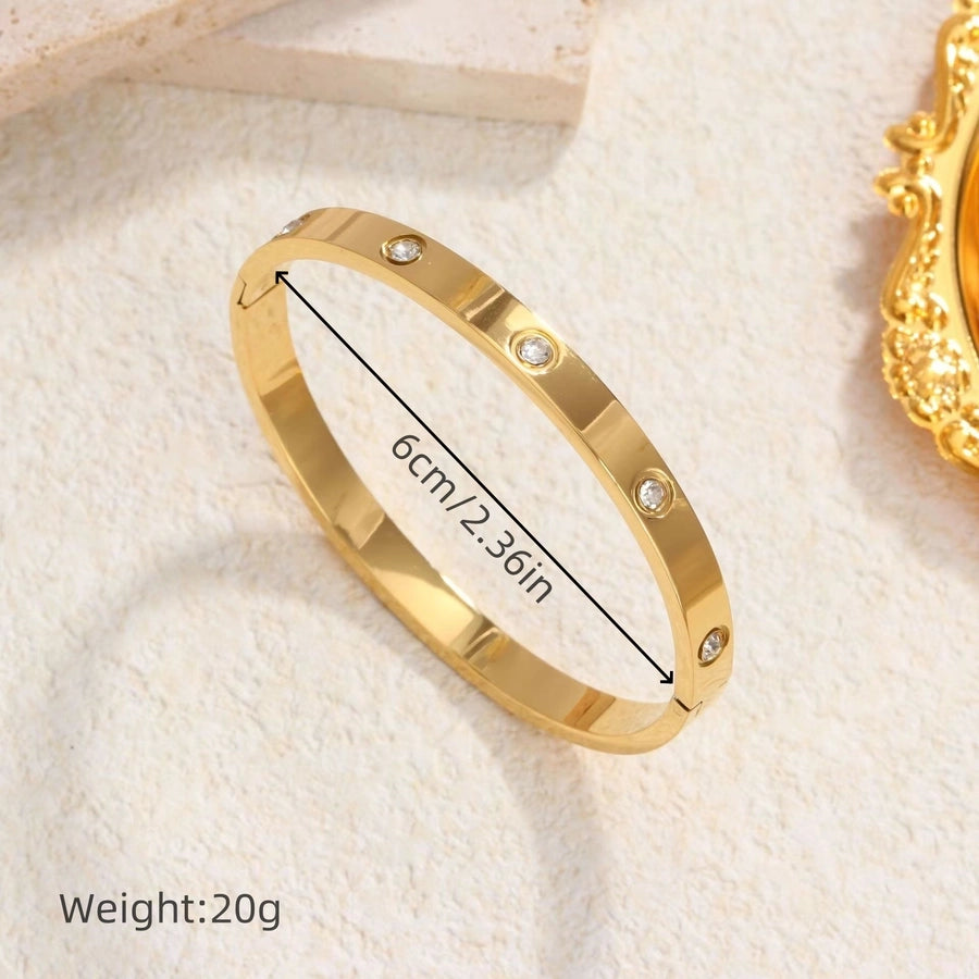 Vintage Style Star & Heart Shape 18K Gold Plated Rhinestones Bangle