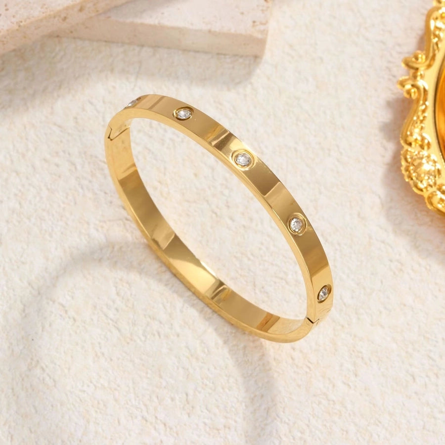 Vintage Style Star & Heart Shape 18K Gold Plated Rhinestones Bangle