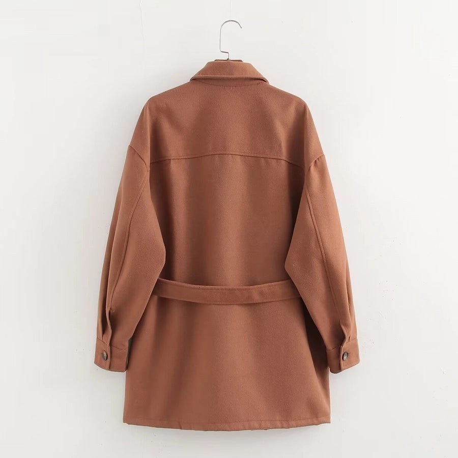 Brown Belt Breasted Jacket
