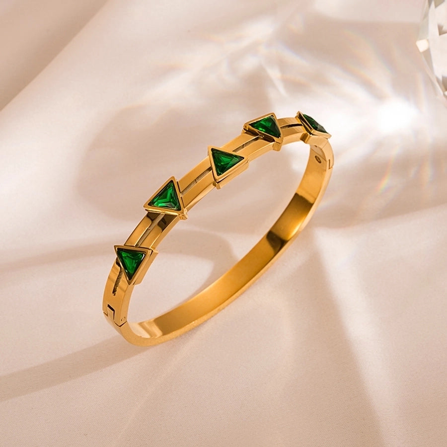 Coloured crystal top shape gold plated zircon bangle