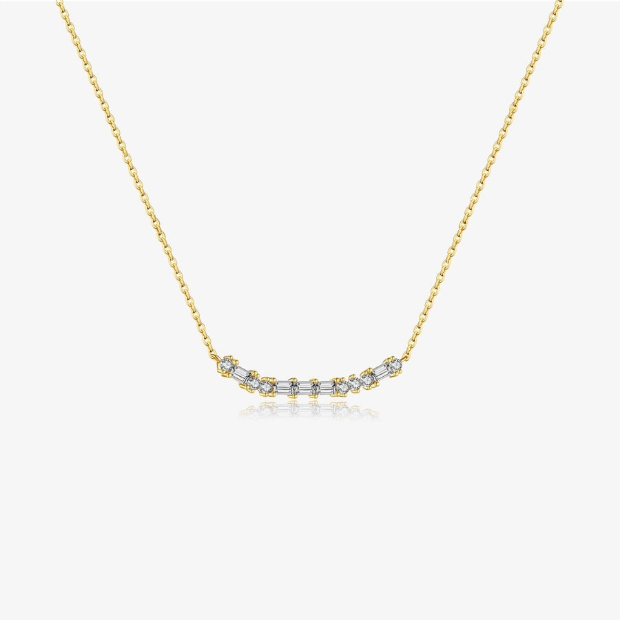 S925 Sterling Silver Rectangular Zircon Pendant Necklace