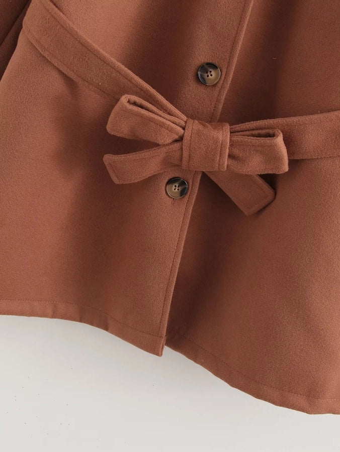 Brown Belt Breasted Jacket