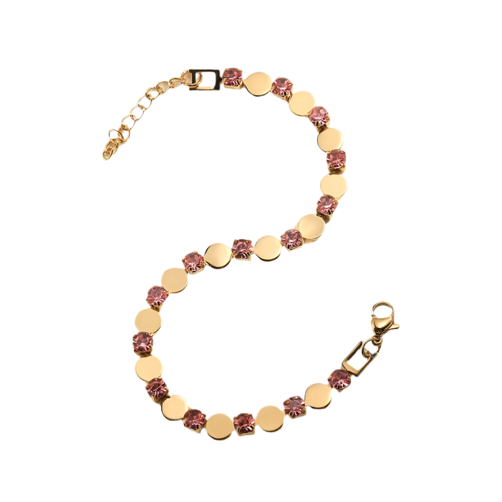 Retro colour block 18K gold plated zircon bracelet