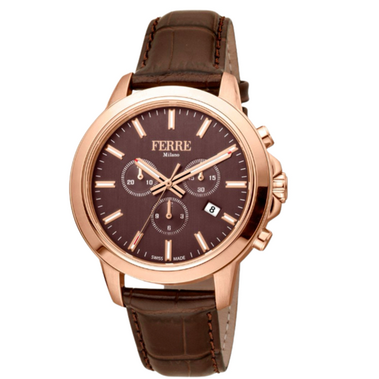 Ferrè Milano brown leather strap watch