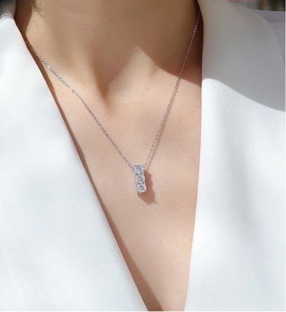 Moissanite sterling silver pendant necklace