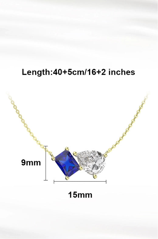 Sterling silver coloured cubic pendant necklace