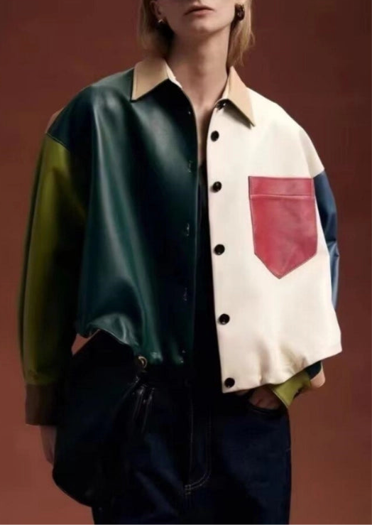 Block Coloured Leather Shirt