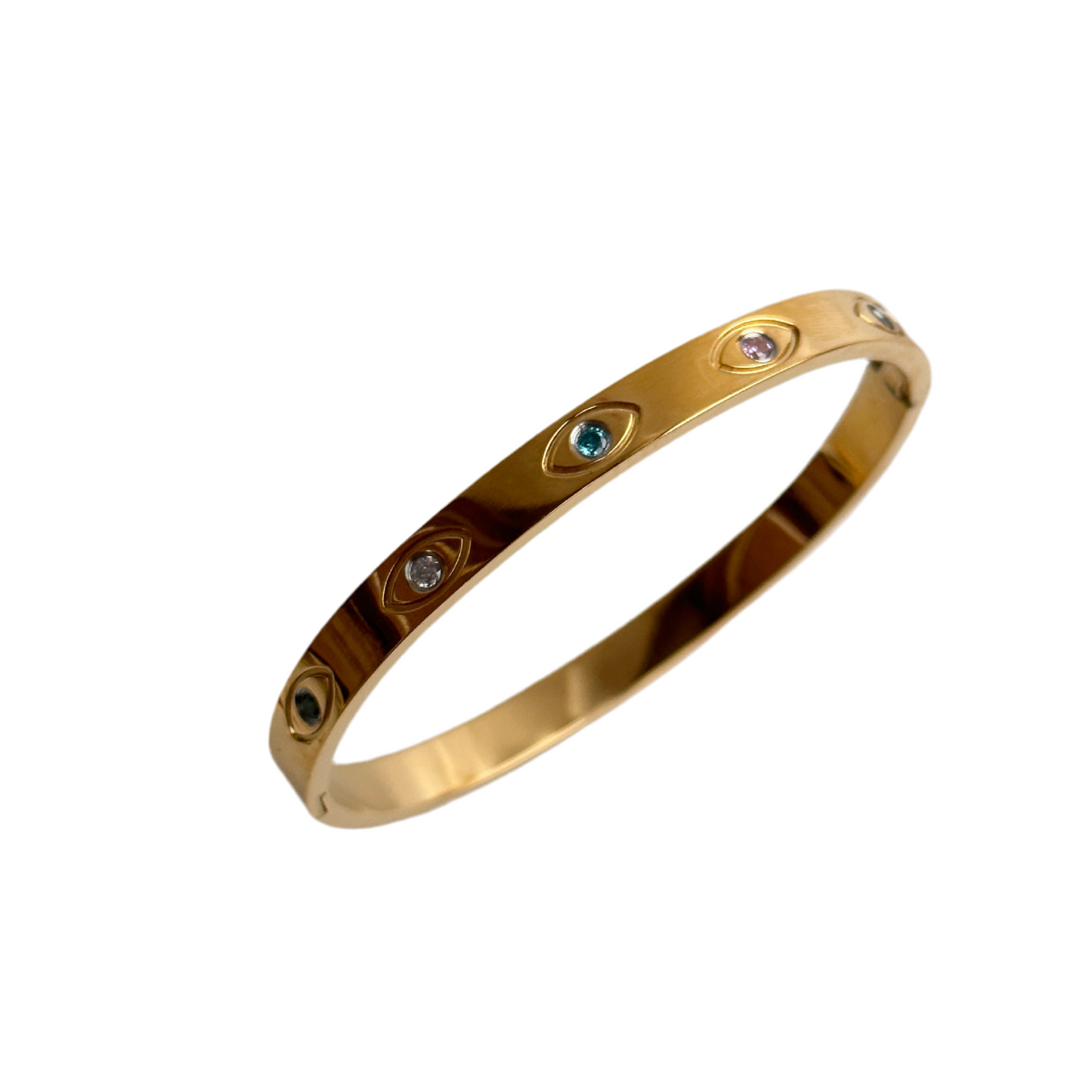 Coloured Crystal Drop Zircon 18k Gold Plated Bangle