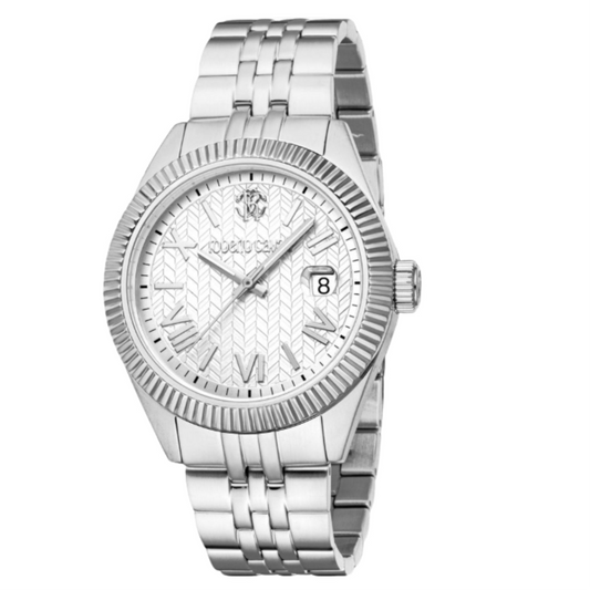 Roberto Cavalli roman numerals Silver Grey watch