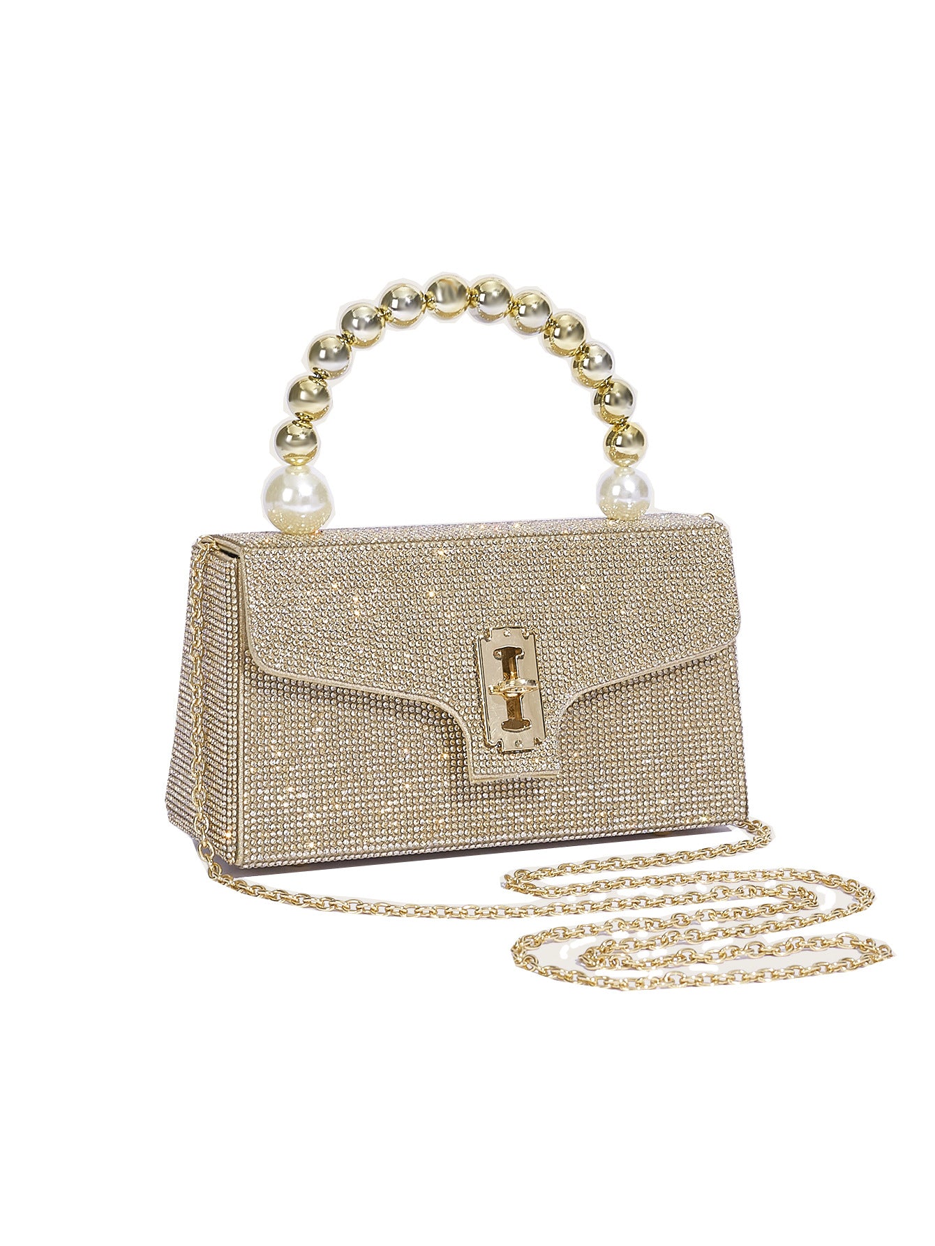 Rhinestone Elegant Square Lock Clasp Evening Bag