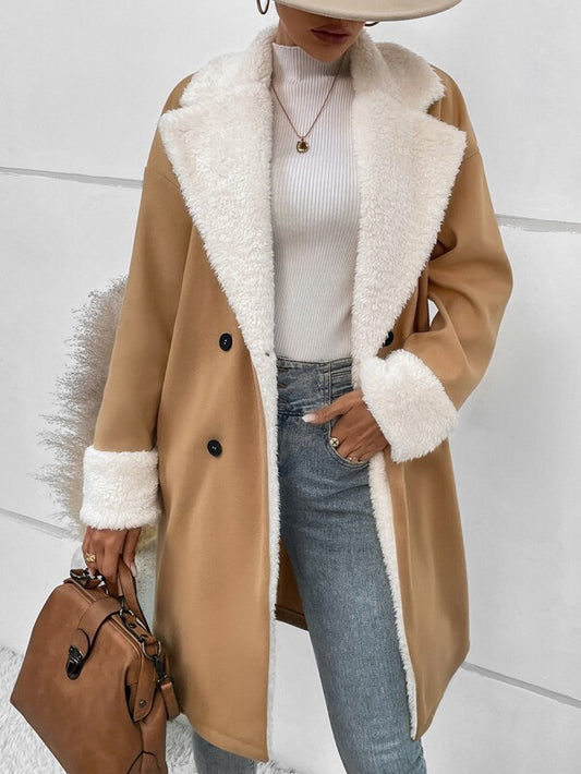 Breasted Collared Woolen Coat