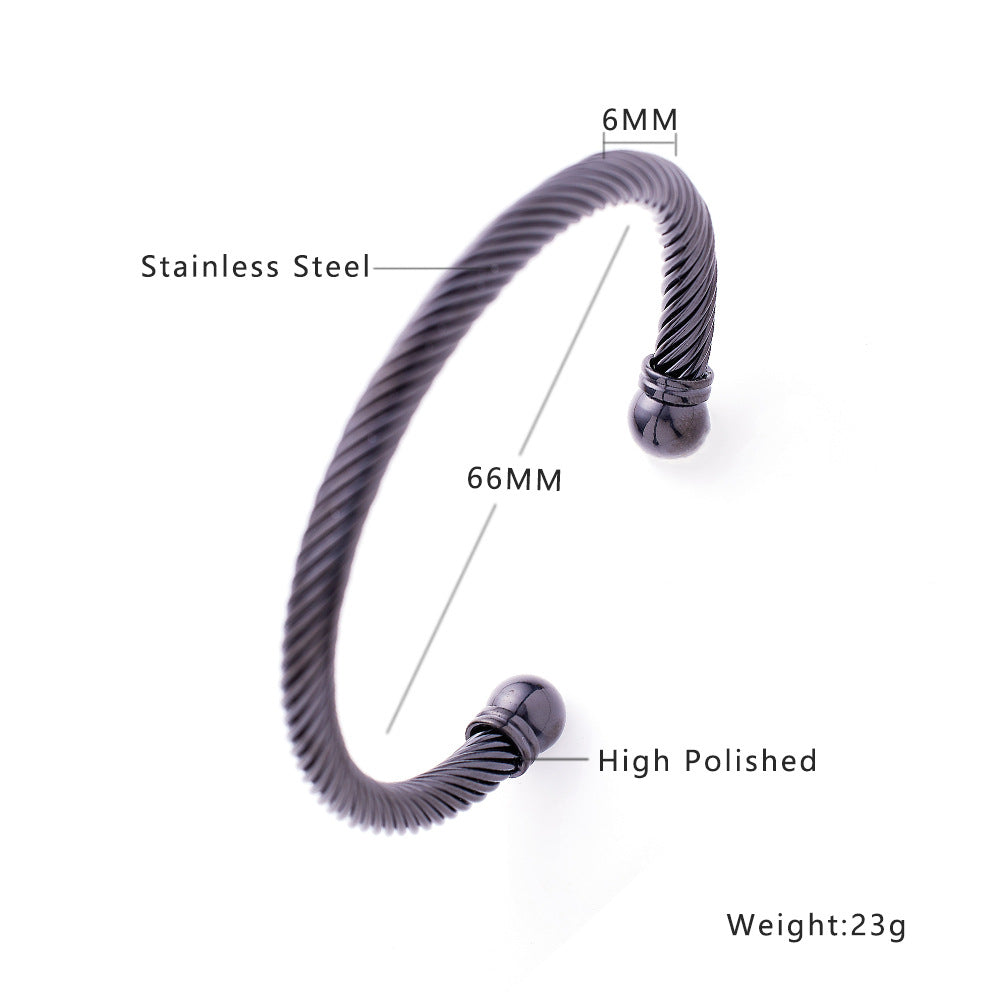 spiral stripe plating twisted cable bracelet